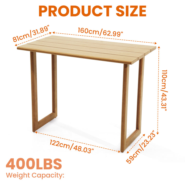 Dala Rectangular Bar Table — Natural Wood