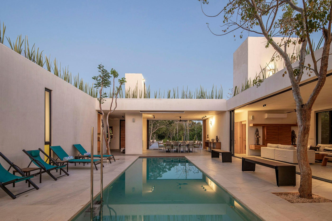 Resort courtyard with contemporary outdoor furniture