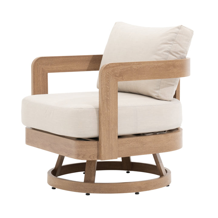 Dala Swivel Lounge Chair — Natural Wood