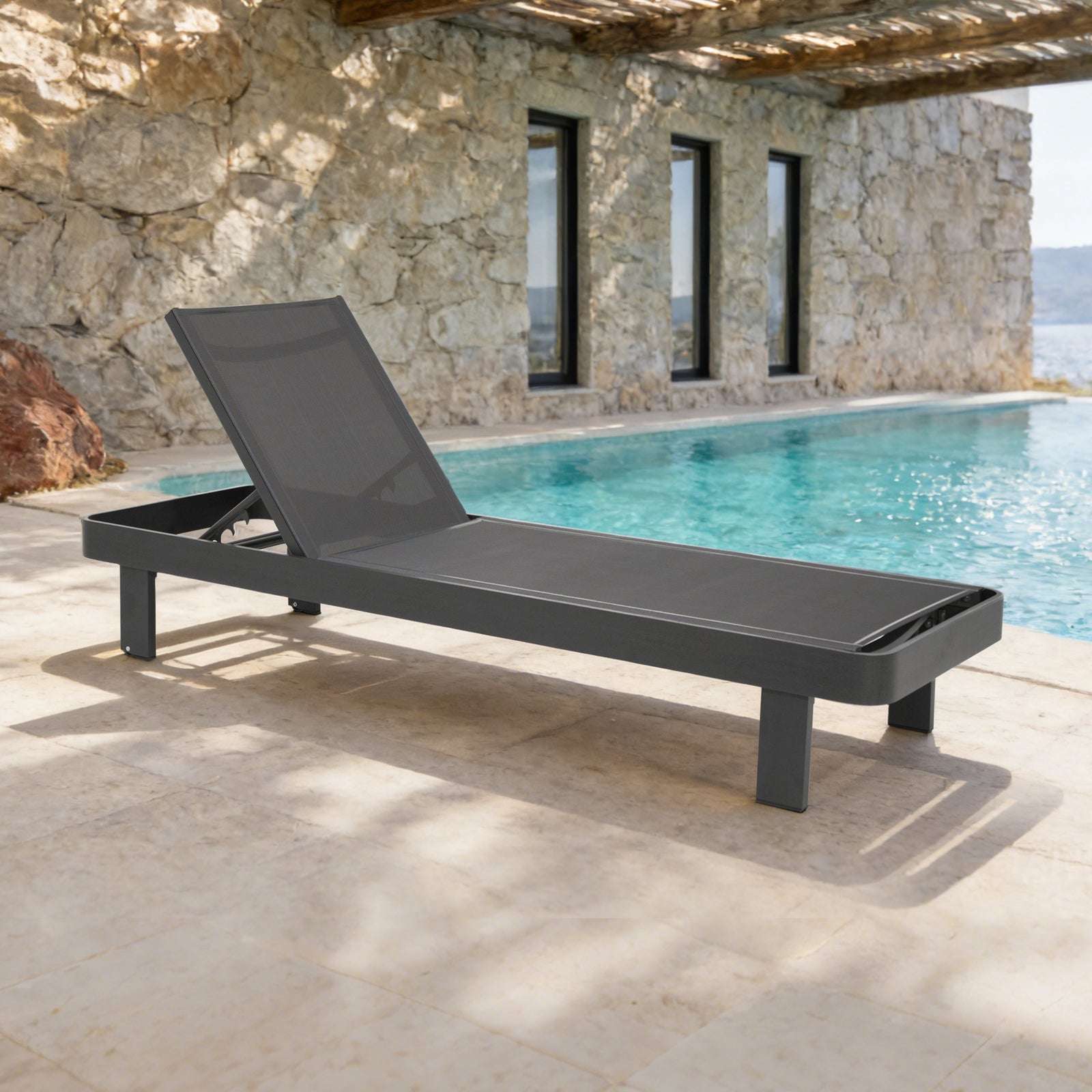 Dala Adjustable Chaise Lounge — Black Wood