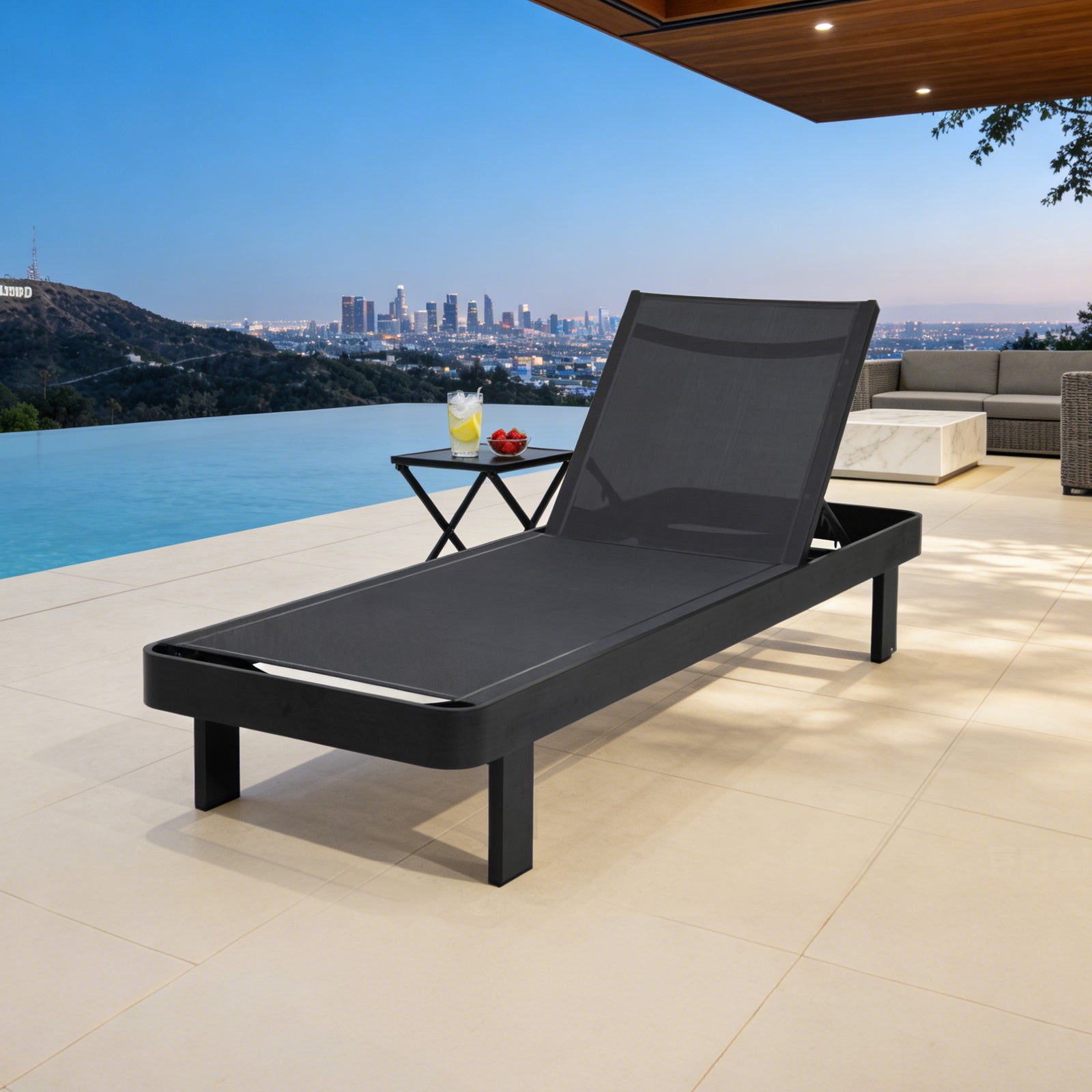 Dala Adjustable Chaise Lounge — Black Wood