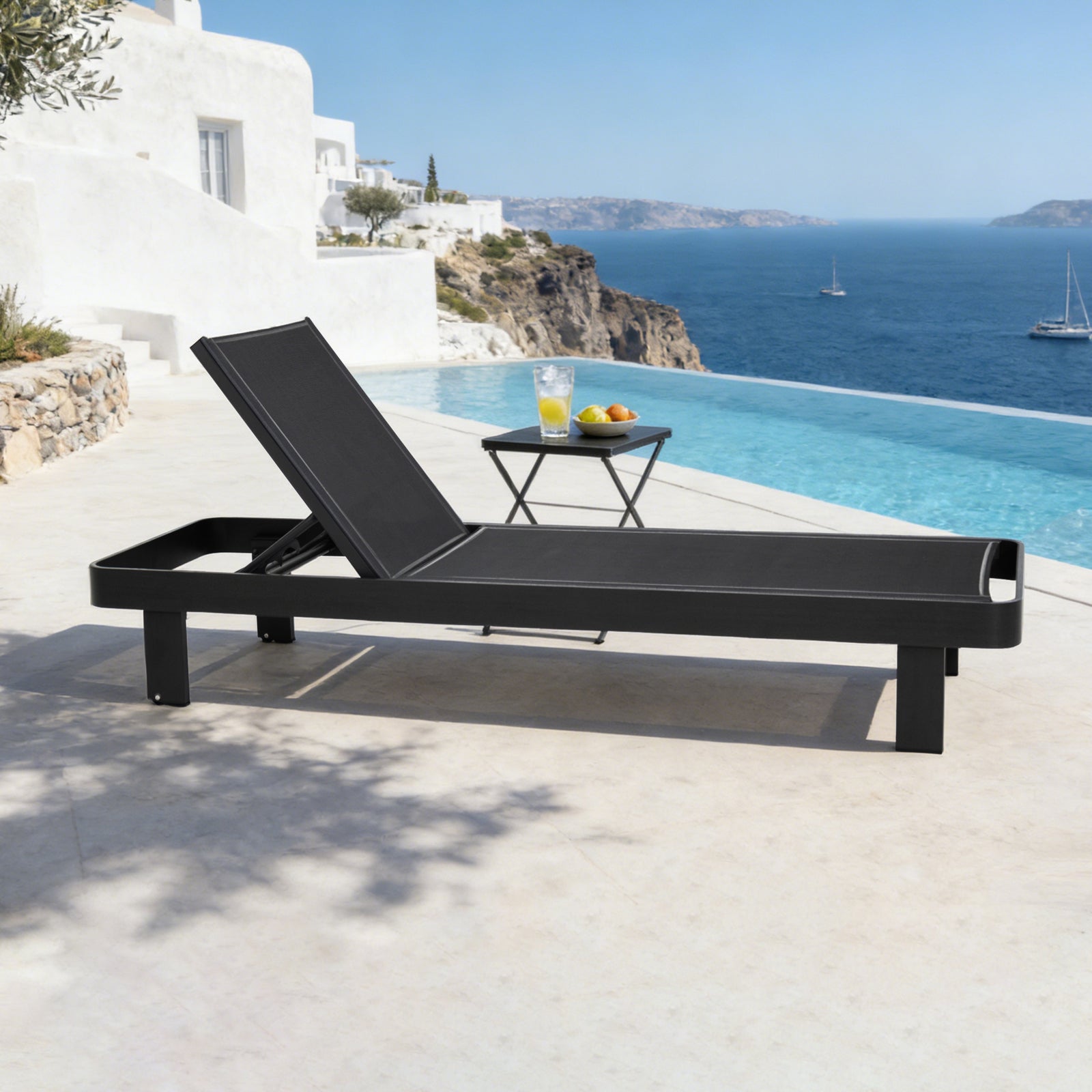 Dala Adjustable Chaise Lounge — Black Wood