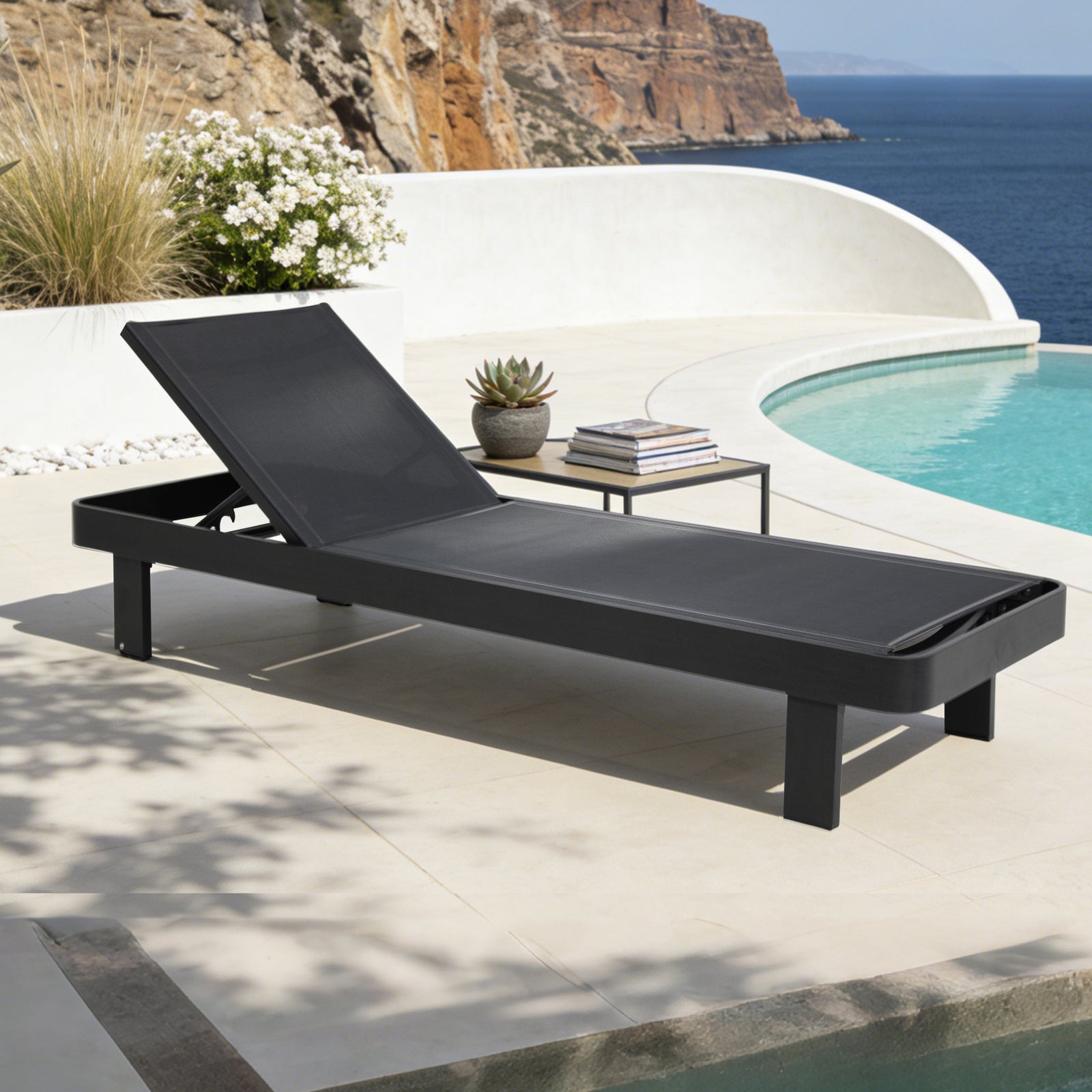 Dala Adjustable Chaise Lounge — Black Wood