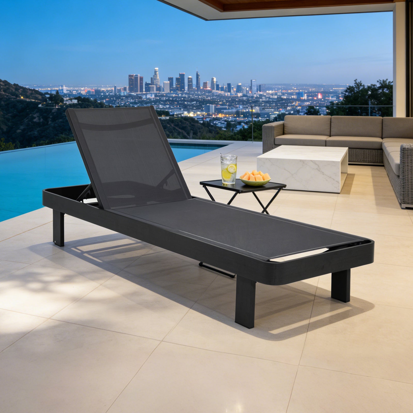 Dala Adjustable Chaise Lounge — Black Wood
